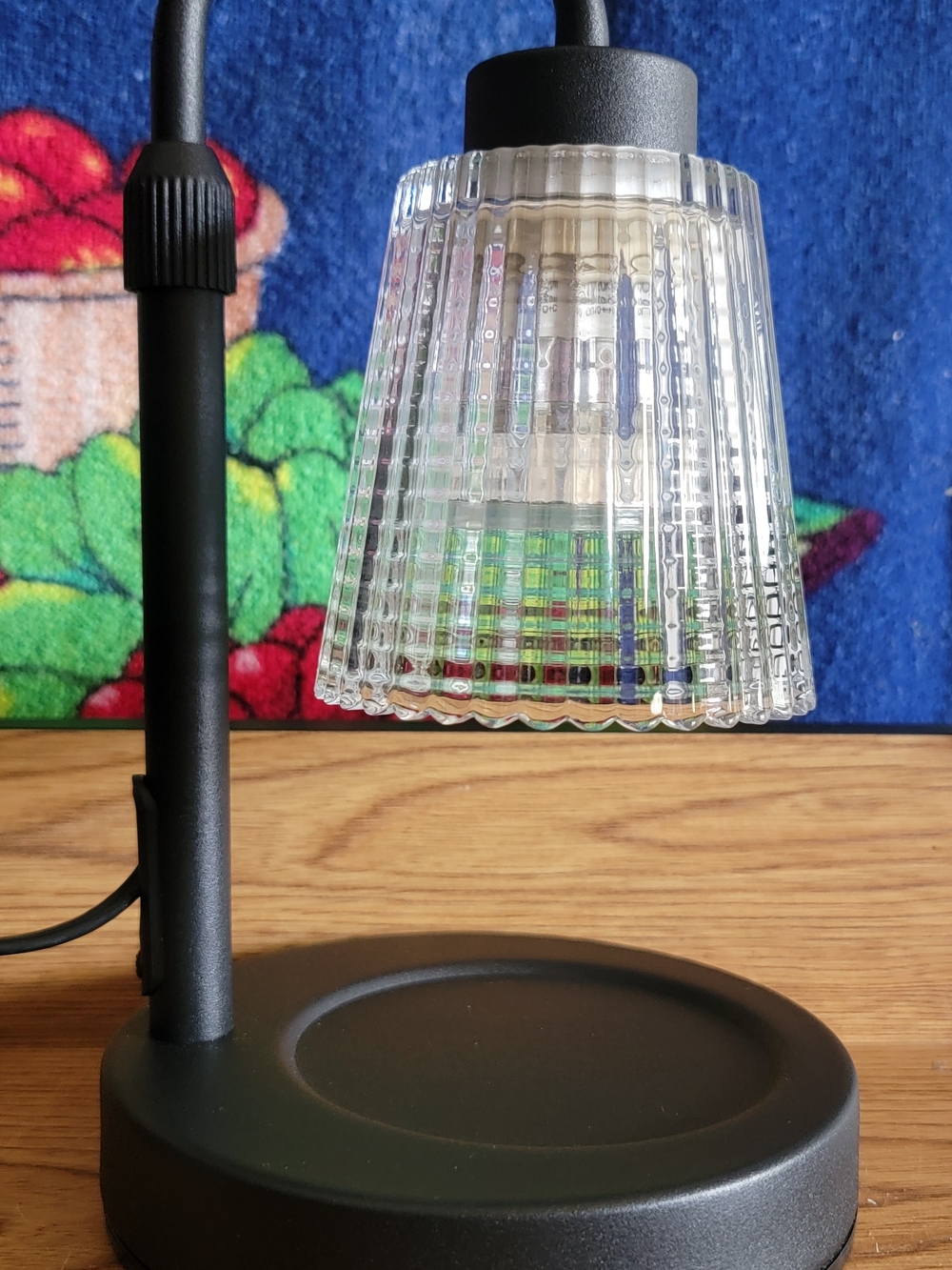 Matte Black Desk Lamp with Clear Ribbed Glass Shade